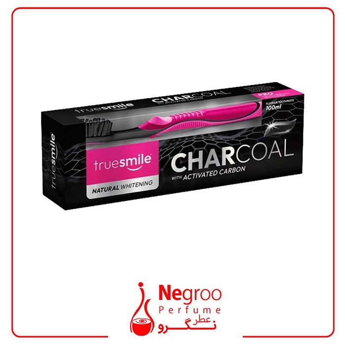 ست مسواک و خمیردندان ترو اسمایل مدل Charcoal اورجینال